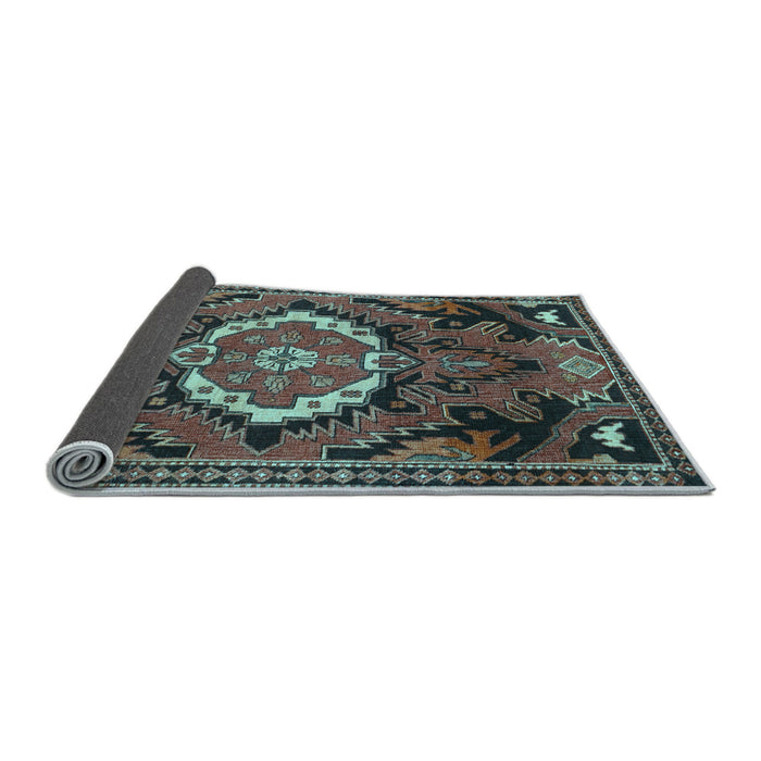 Sideview of Medallion Light Blue Traditional Rug, tr3786lblu
