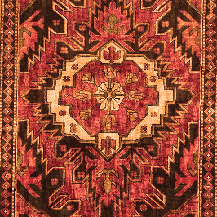 Serging Thickness of Machine Washable Medallion Orange Traditional Area Rugs, wshtr3786org