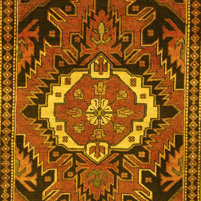 Machine Washable Medallion Yellow Traditional Rug, wshtr3786yw