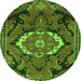 Machine Washable Medallion Green Traditional Area Rugs, wshtr3786grn