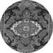 Machine Washable Medallion Gray Traditional Rug, wshtr3786gry