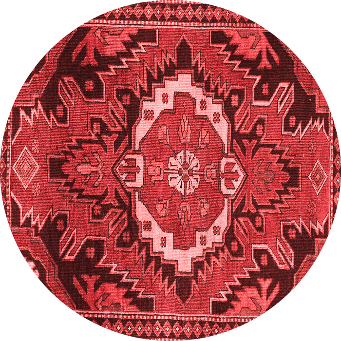 Machine Washable Medallion Red Traditional Rug, wshtr3786red