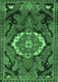 Machine Washable Medallion Emerald Green Traditional Area Rugs, wshtr3786emgrn