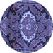 Round Medallion Blue Traditional Rug, tr3786blu