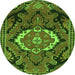 Square Medallion Green Traditional Rug, tr3786grn