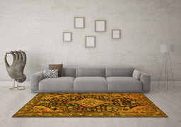 Machine Washable Persian Yellow Traditional Rug in a Living Room, wshtr3787yw