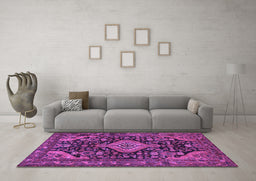 Machine Washable Persian Purple Traditional Area Rugs in a Living Room, wshtr3787pur