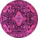 Round Persian Pink Traditional Rug, tr3787pnk