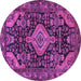 Round Persian Purple Traditional Rug, tr3787pur