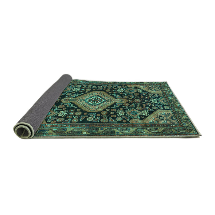 Sideview of Persian Turquoise Traditional Rug, tr3787turq