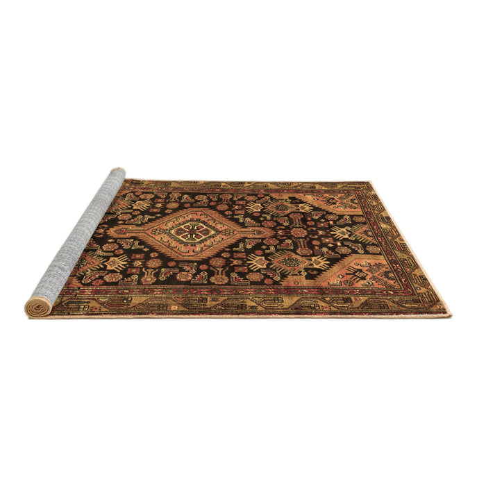 Sideview of Machine Washable Persian Brown Traditional Rug, wshtr3787brn