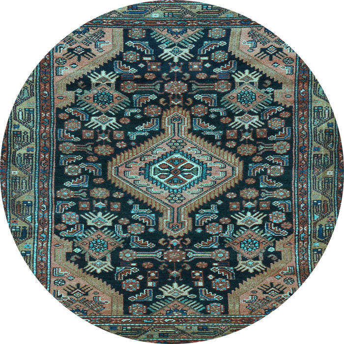 Round Machine Washable Persian Light Blue Traditional Rug, wshtr3787lblu