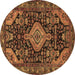 Round Persian Brown Traditional Rug, tr3787brn