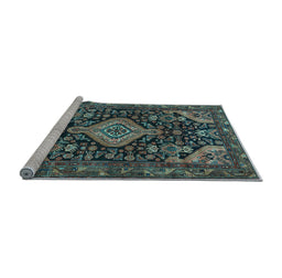 Sideview of Machine Washable Persian Light Blue Traditional Rug, wshtr3787lblu
