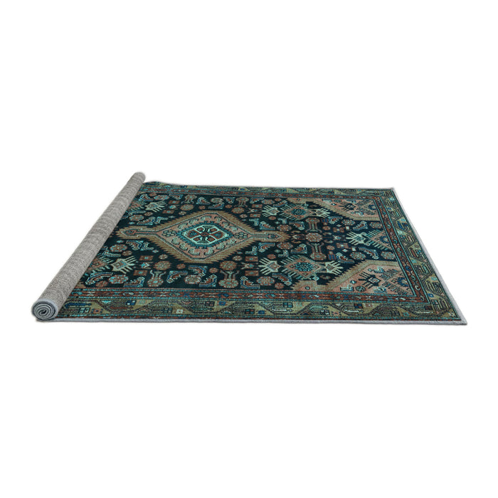 Sideview of Machine Washable Persian Light Blue Traditional Rug, wshtr3787lblu