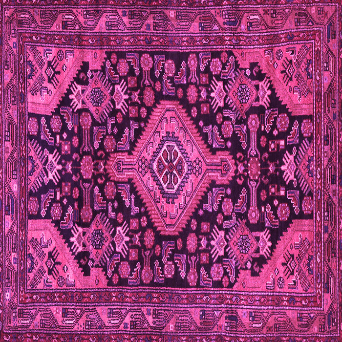 Square Machine Washable Persian Pink Traditional Rug, wshtr3787pnk