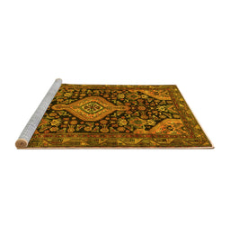Sideview of Machine Washable Persian Yellow Traditional Rug, wshtr3787yw