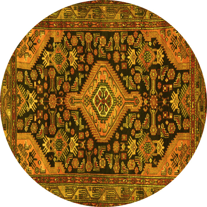 Round Persian Yellow Traditional Rug, tr3787yw