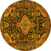 Round Persian Yellow Traditional Rug, tr3787yw