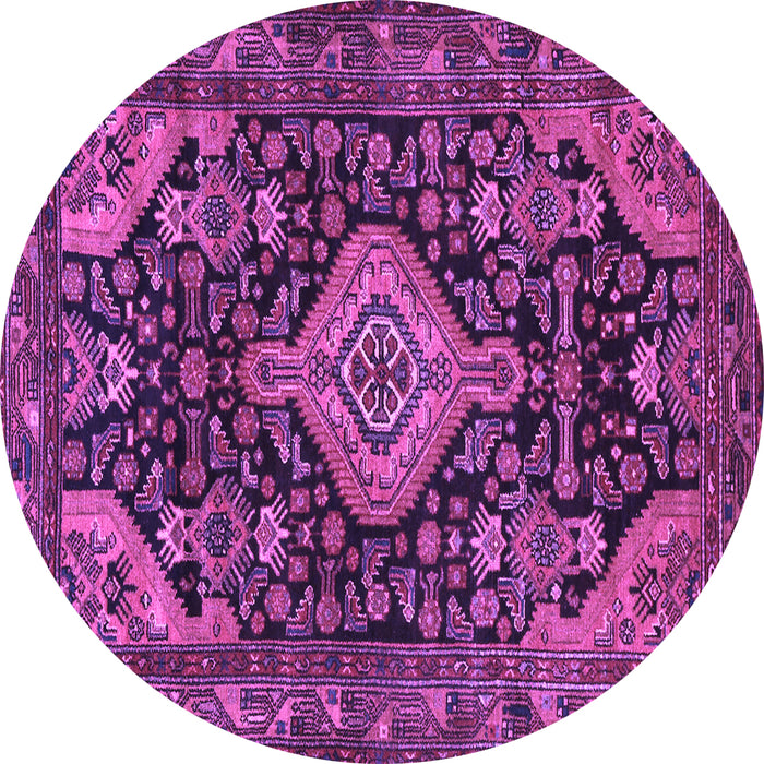 Round Machine Washable Persian Purple Traditional Area Rugs, wshtr3787pur