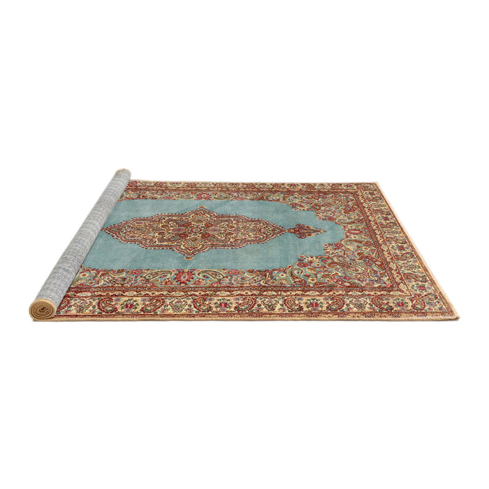 Sideview of Machine Washable Traditional Sage Green Rug, wshtr3788