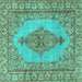 Square Persian Turquoise Traditional Rug, tr3788turq