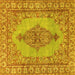 Square Machine Washable Persian Yellow Traditional Rug, wshtr3788yw