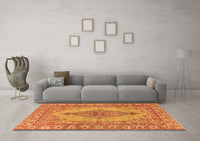 Machine Washable Persian Orange Traditional Rug, wshtr3788org