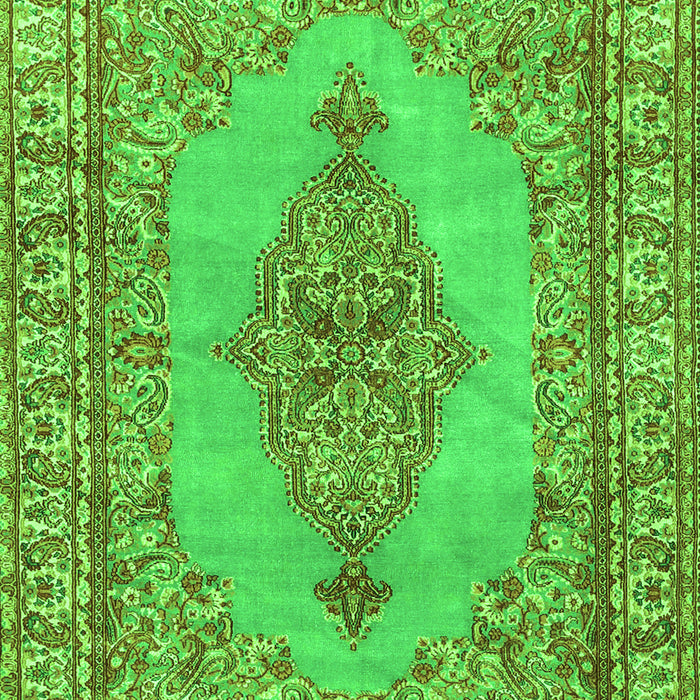 Serging Thickness of Machine Washable Persian Green Traditional Area Rugs, wshtr3788grn