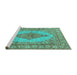Sideview of Machine Washable Persian Turquoise Traditional Area Rugs, wshtr3788turq