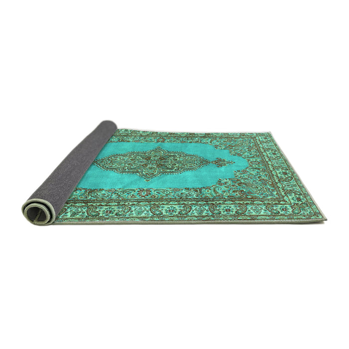 Sideview of Persian Turquoise Traditional Rug, tr3788turq
