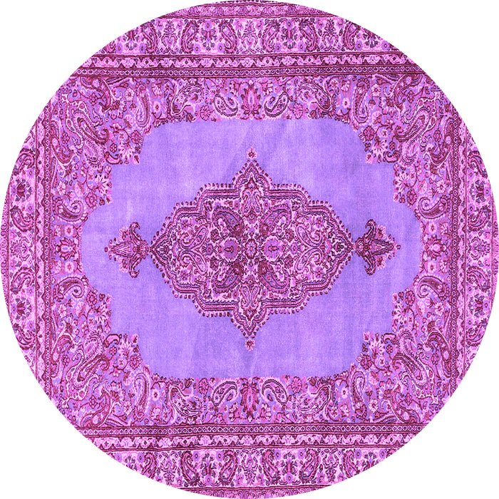 Round Machine Washable Persian Purple Traditional Area Rugs, wshtr3788pur