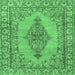 Square Machine Washable Persian Emerald Green Traditional Area Rugs, wshtr3788emgrn