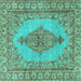 Square Machine Washable Persian Turquoise Traditional Area Rugs, wshtr3788turq