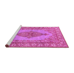 Sideview of Machine Washable Persian Pink Traditional Rug, wshtr3788pnk