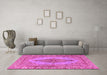 Machine Washable Persian Pink Traditional Rug in a Living Room, wshtr3788pnk