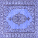 Square Machine Washable Persian Blue Traditional Rug, wshtr3788blu