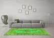Machine Washable Persian Green Traditional Area Rugs in a Living Room,, wshtr3788grn