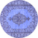 Round Machine Washable Persian Blue Traditional Rug, wshtr3788blu