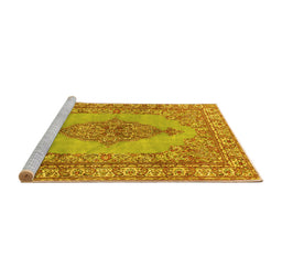 Sideview of Machine Washable Persian Yellow Traditional Rug, wshtr3788yw