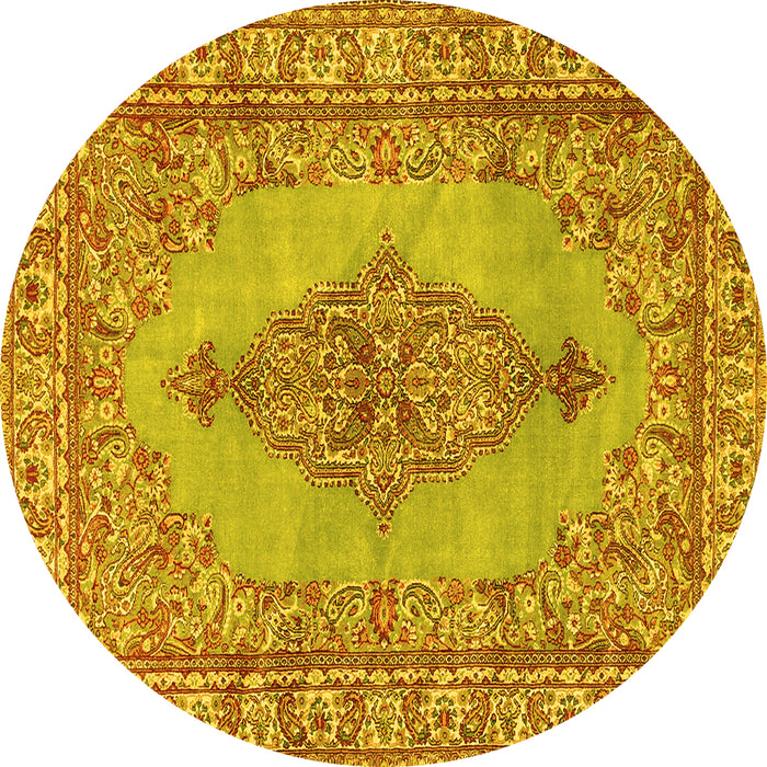 Round Persian Yellow Traditional Rug, tr3788yw