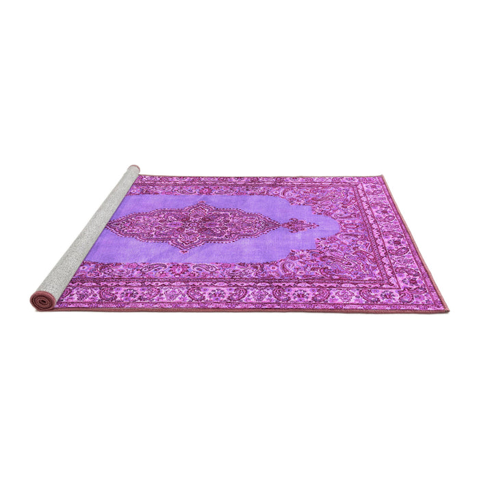 Sideview of Machine Washable Persian Purple Traditional Area Rugs, wshtr3788pur