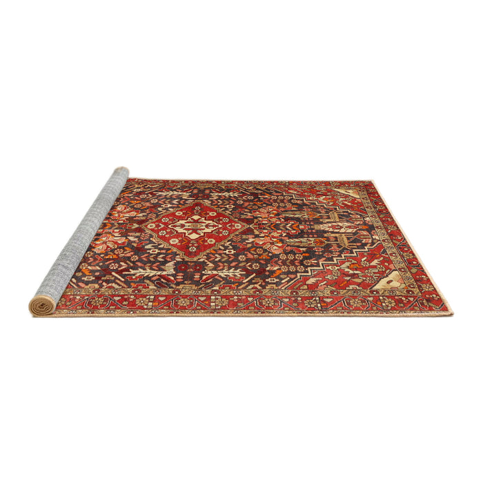 Sideview of Machine Washable Traditional Bronze Brown Rug, wshtr3789