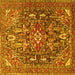 Square Persian Yellow Traditional Rug, tr3789yw