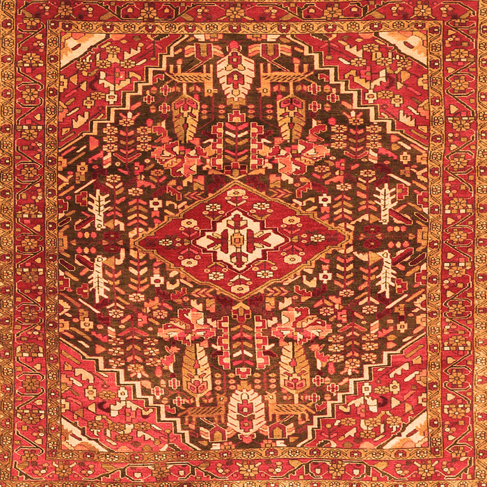 Round Machine Washable Persian Orange Traditional Area Rugs, wshtr3789org