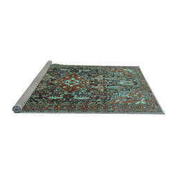 Sideview of Machine Washable Persian Light Blue Traditional Rug, wshtr3789lblu