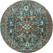 Round Persian Light Blue Traditional Rug, tr3789lblu