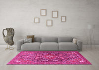 Machine Washable Persian Pink Traditional Rug, wshtr3789pnk