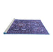 Sideview of Machine Washable Persian Blue Traditional Rug, wshtr3789blu