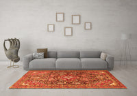 Machine Washable Persian Orange Traditional Rug, wshtr3789org